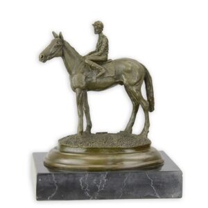 Bronzen beeld van een paard met ruiter