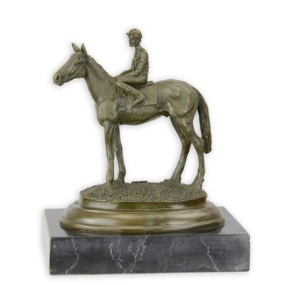 Bronzen beeld van een paard met ruiter