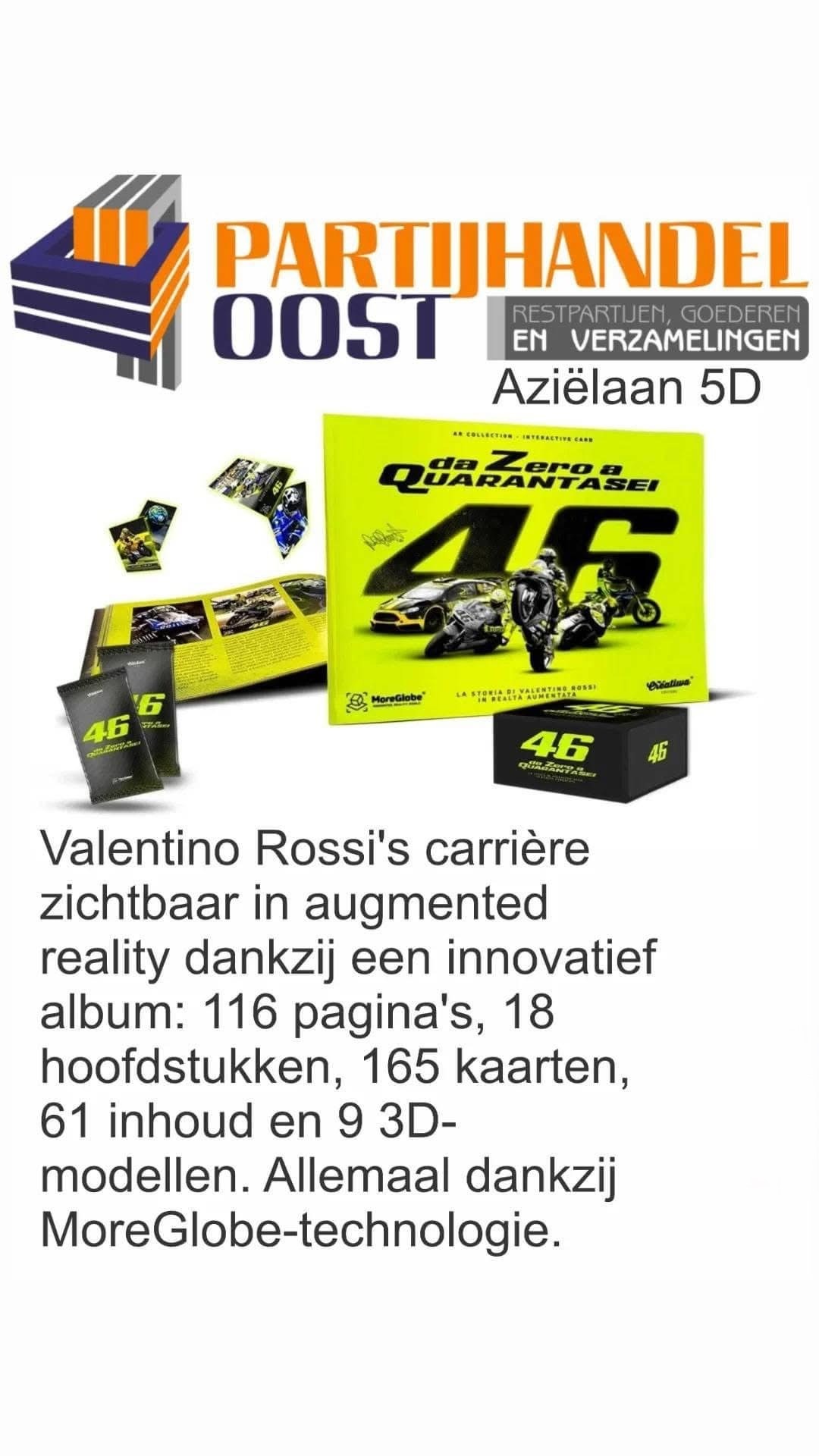 Deze kavel loopt af precies één week na
  het eerste bod.La Storia Di Valentino Rossi in realtà aumentata da Zero a
  Quarantasei – Art Collection – Interactive cards Rossi (Taal Italiaans)