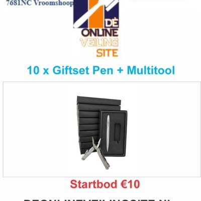 Deze kavel loopt af precies één week na
  het eerste bod.10 Giftsets Pen en multitool