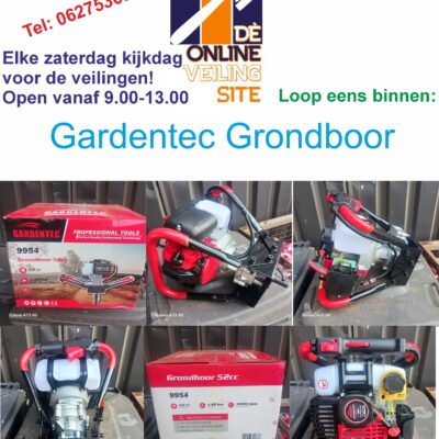 Deze kavel loopt af precies één week na
  het eerste bod.Gartentec grondboor 52 cc 1.45 kW en 3000 rpm (toerental)
