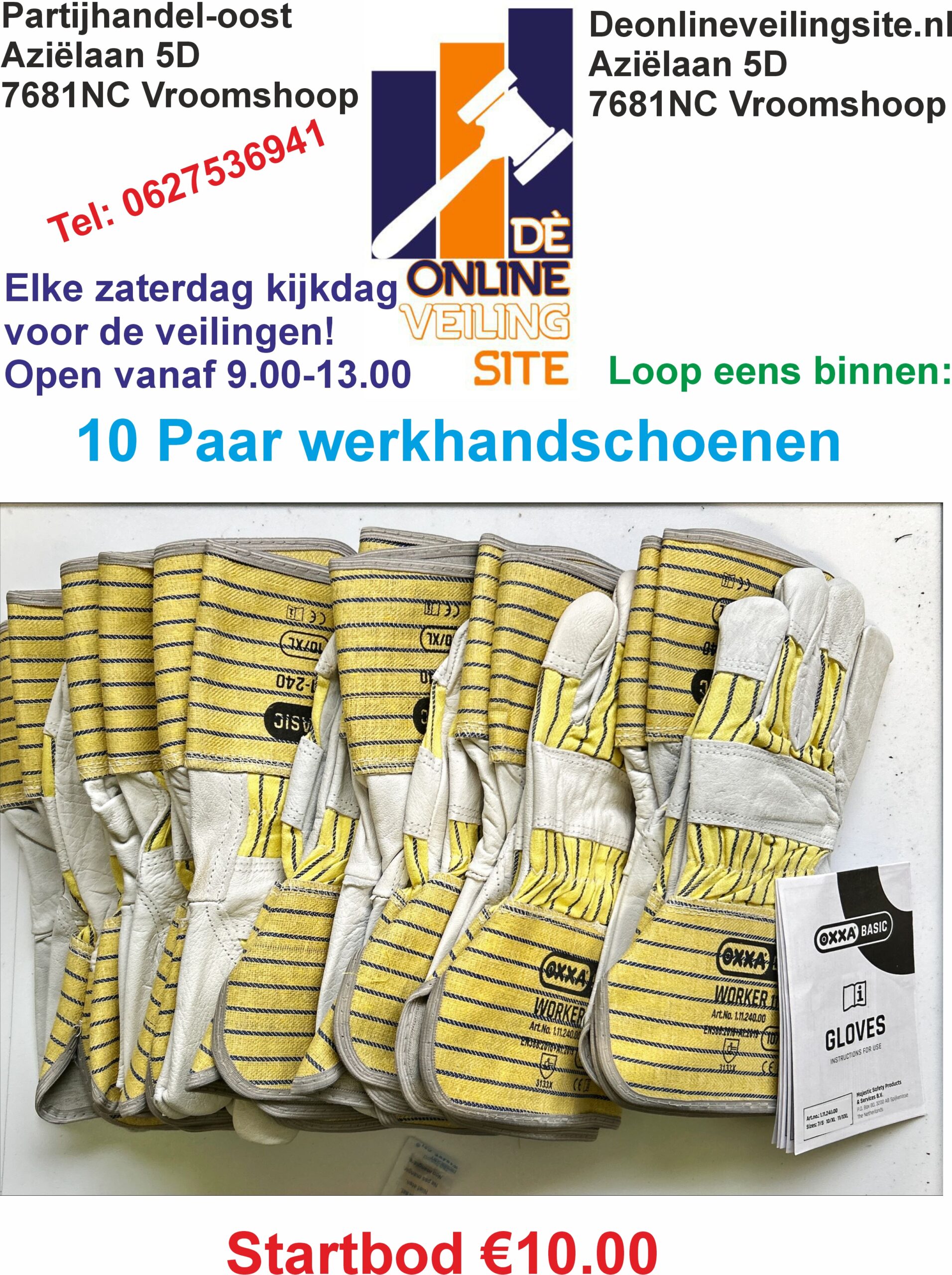 Deze kavel loopt af precies één week na
  het eerste bod.12 paar werkhandschoenen