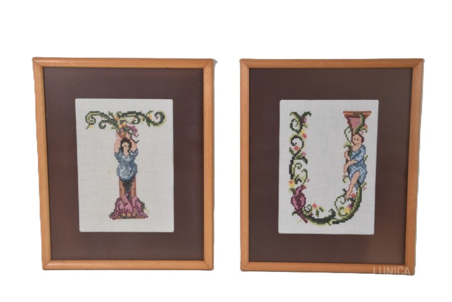 ca. 15 stuks, “letters uit alfabet”  Ingelijst, achter glas. Afmeting 22×27 cm. Inclusief 4 ongebruikte lijsten - Afbeelding 2