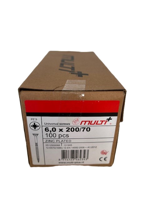 Multi+Spaanplaatschroef+vkop verzinkt PZ 6X200/70 (100) - Afbeelding 2