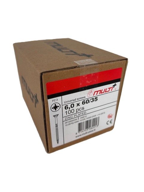 Multi+Spaanplaatschroef+vkop verzinkt PZ 6X60/35 (100)