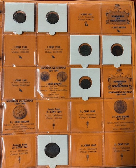 Muntenalbum voor Nederlandse munten van de jaren 1890-1948 met 69 munten - Afbeelding 6