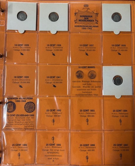 Muntenalbum voor Nederlandse munten van de jaren 1890-1948 met 69 munten - Afbeelding 2