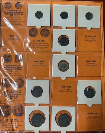 Muntenalbum voor Nederlandse munten van de jaren 1890-1948 met 13 munten - Afbeelding 6