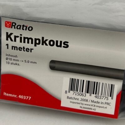 10 x RATIO Krimpkous zwart ø10 mm - 5 mm 1 mtr