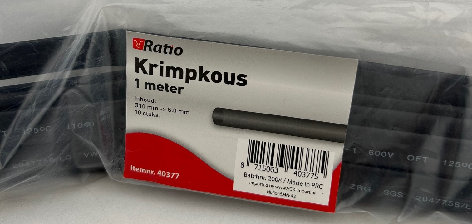10 x RATIO Krimpkous zwart ø10 mm – 5 mm 1 mtr