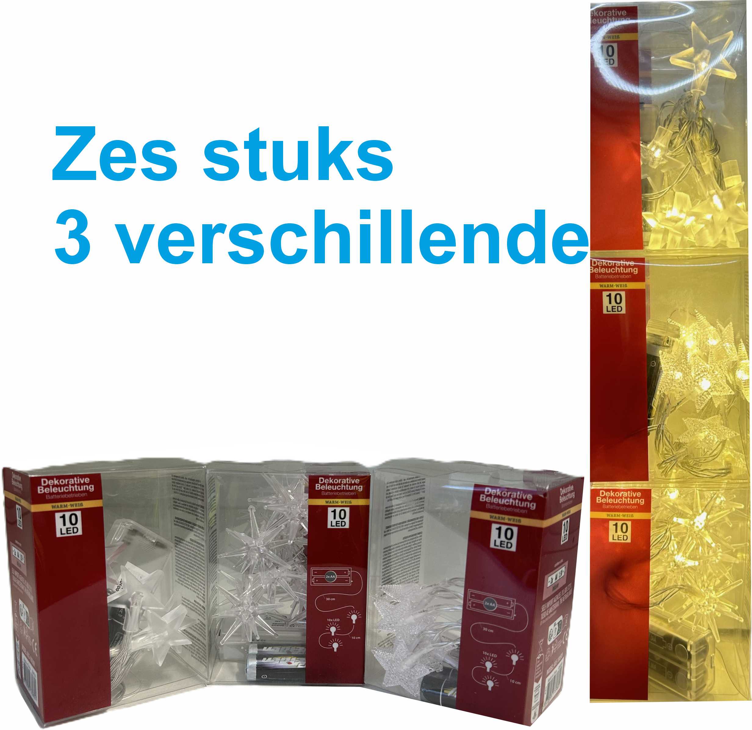 6 x Acryl licht kettingen kerst (3verschillende)
