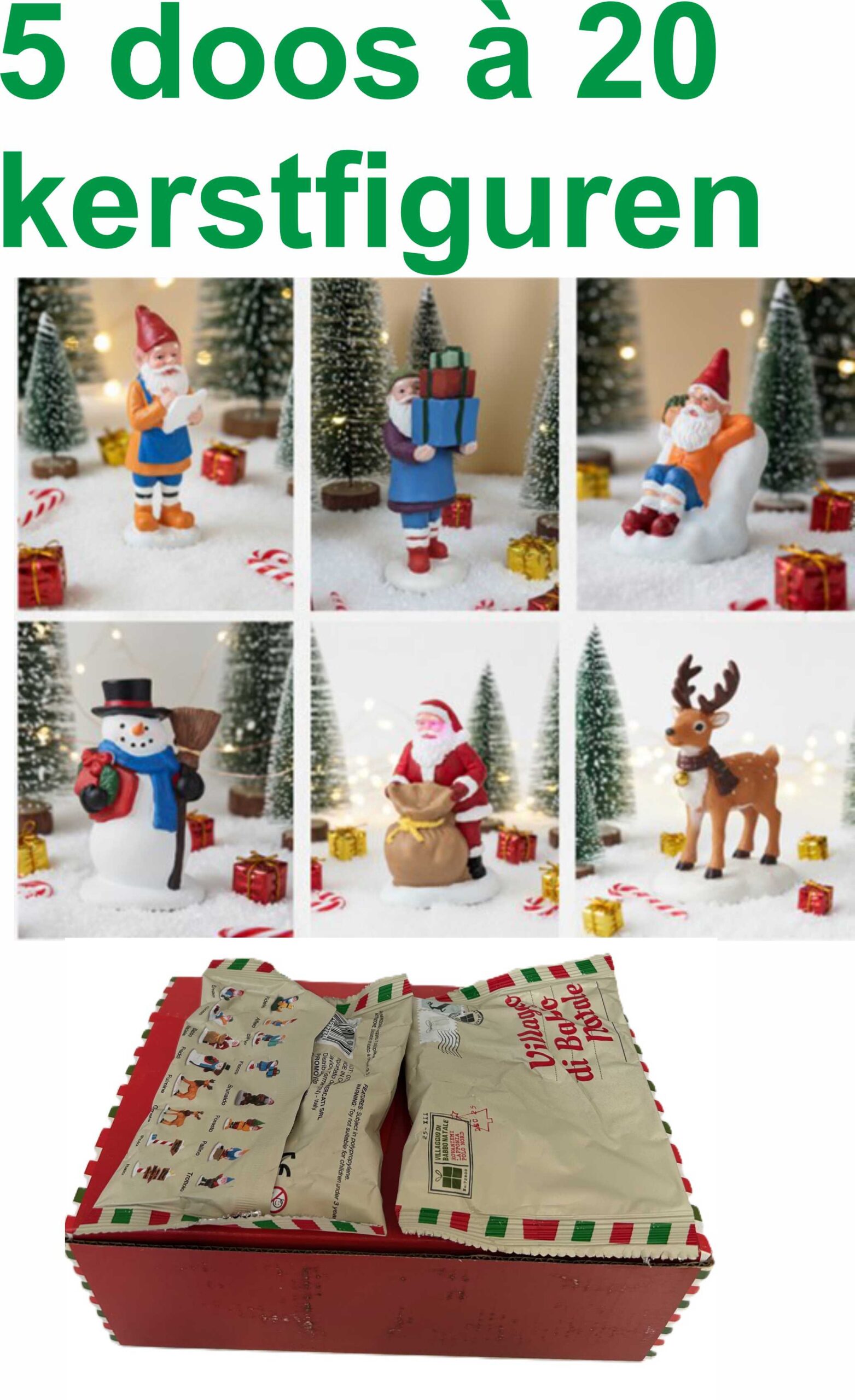5 doos Kerstfiguren met elk 20 figuren