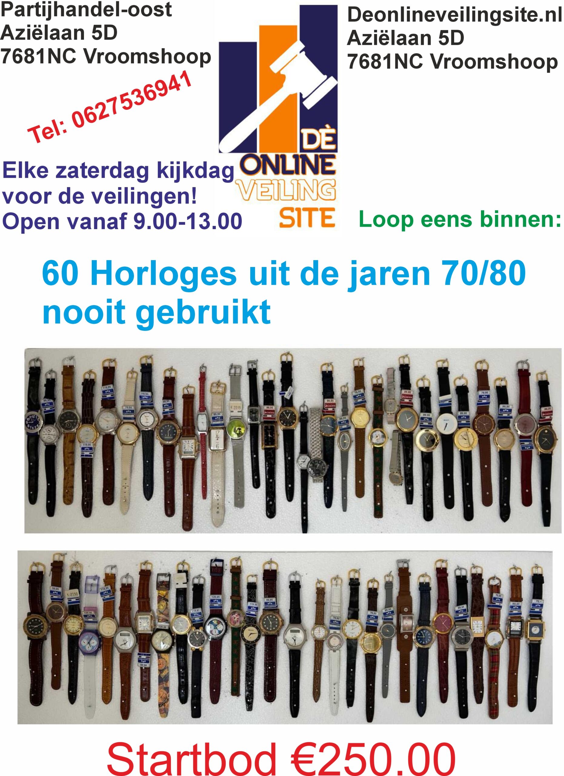 Deze kavel loopt af precies één week na
  het eerste bod.31 Horloges uit de jaren 60-70-80 Commodore – Salvatore etc