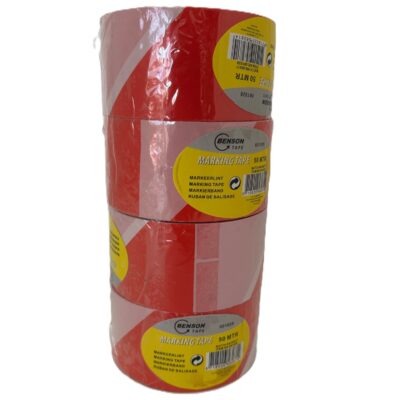 4 x Benson Robuust afzetlint - 48 mm breed - 50 meter lang - Rood en wit