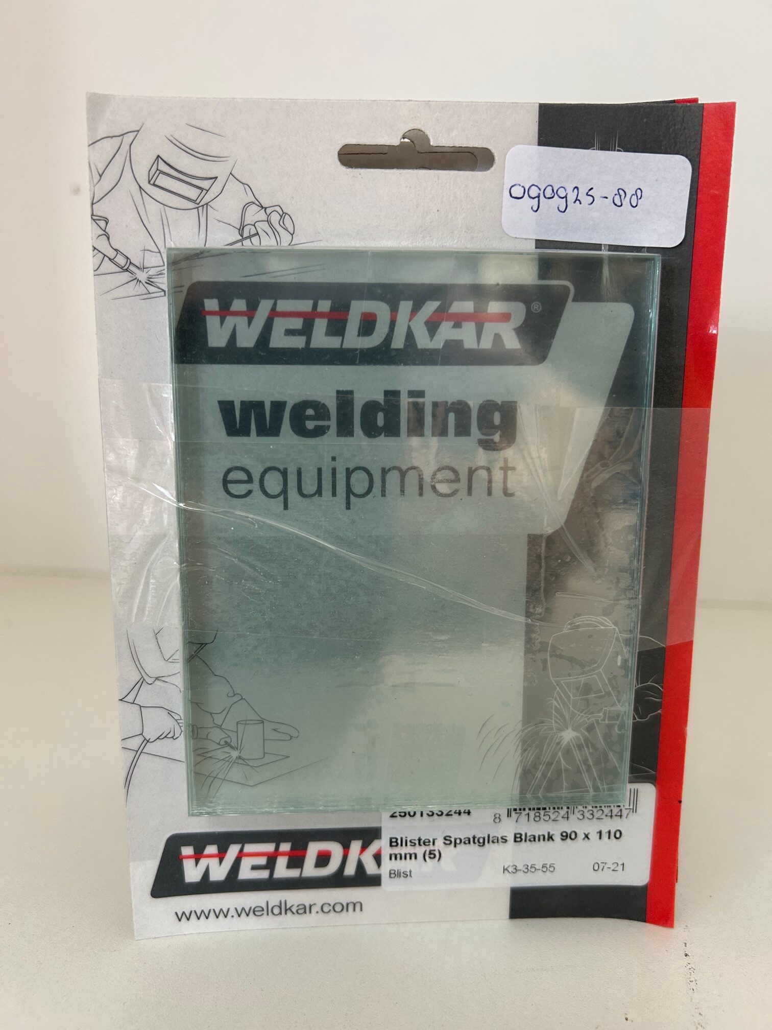 Weldkar 10 x 5 Blister spatglas blank 90 x 110 mm
