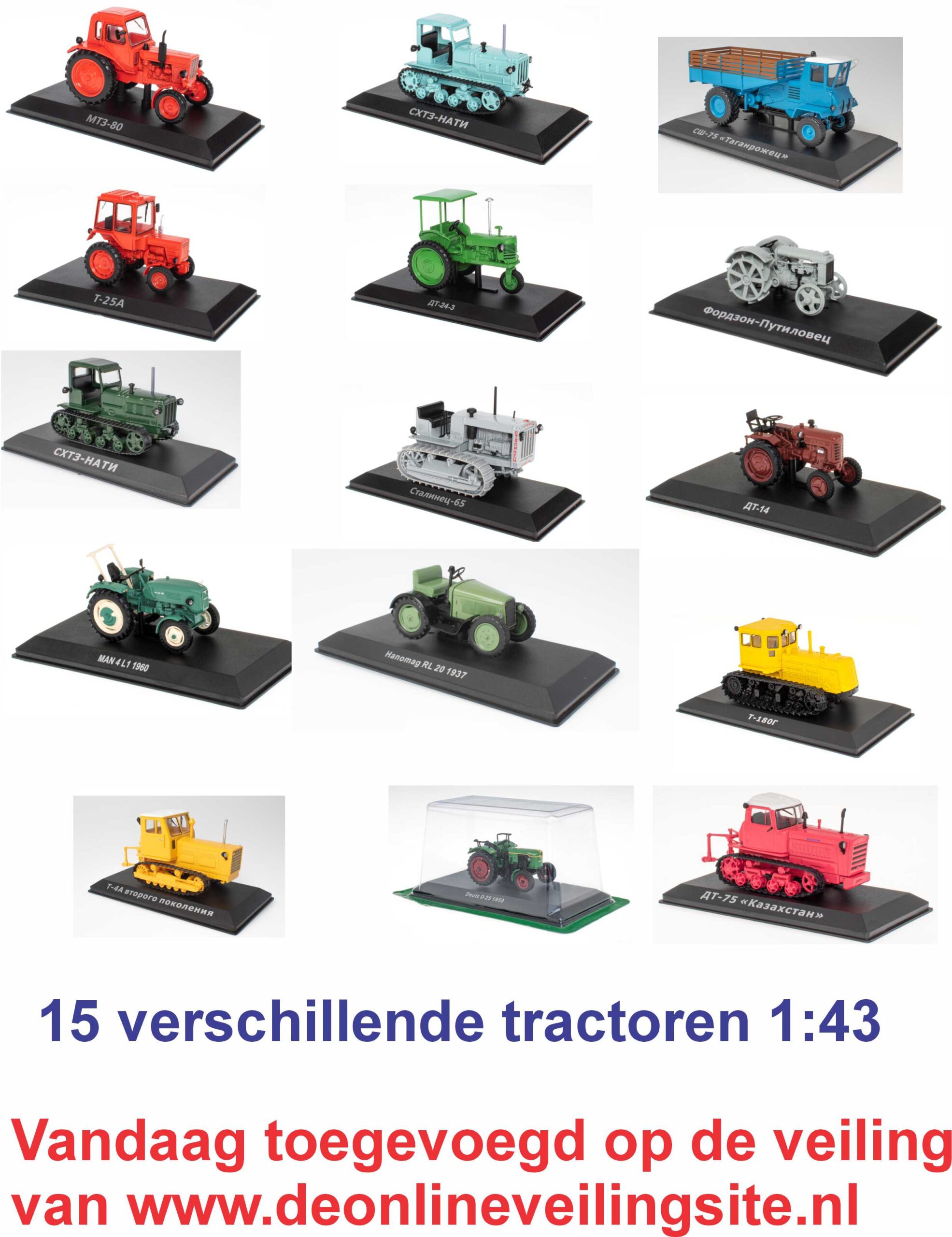 15 Verschillende tractoren in schaal 1:43