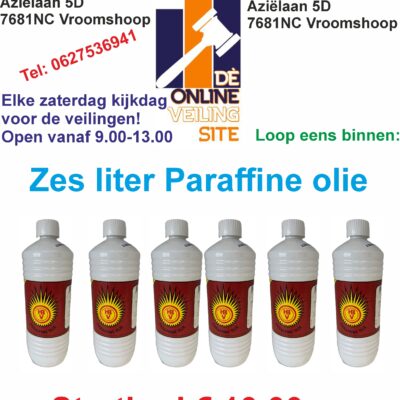 Deze kavel loopt af precies één week na
  het eerste bod.6 Liter paraffine olie