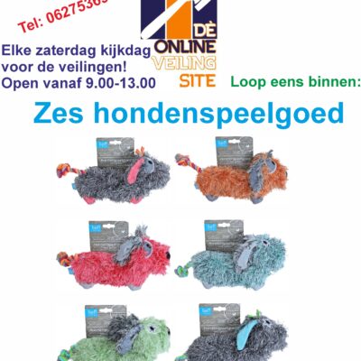 Deze kavel loopt af precies één week na
  het eerste bod.6 x Hondenspeelgoed