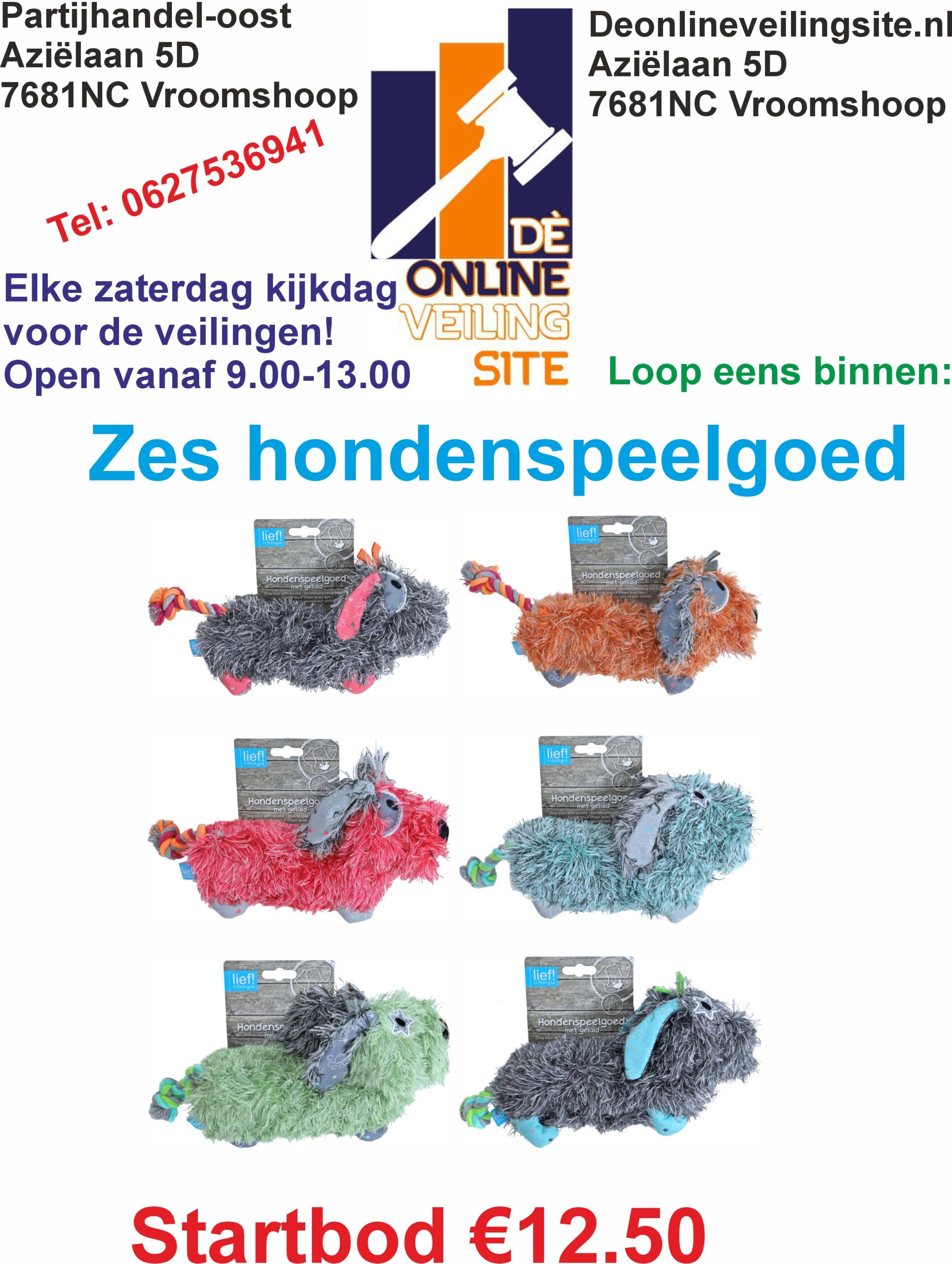 Deze kavel loopt af precies één week na
het eerste bod.6 x Hondenspeelgoed