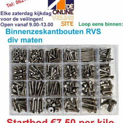 Deze kavel loopt af precies één week na
  het eerste bod.Binnenzeskantbouten per kilo