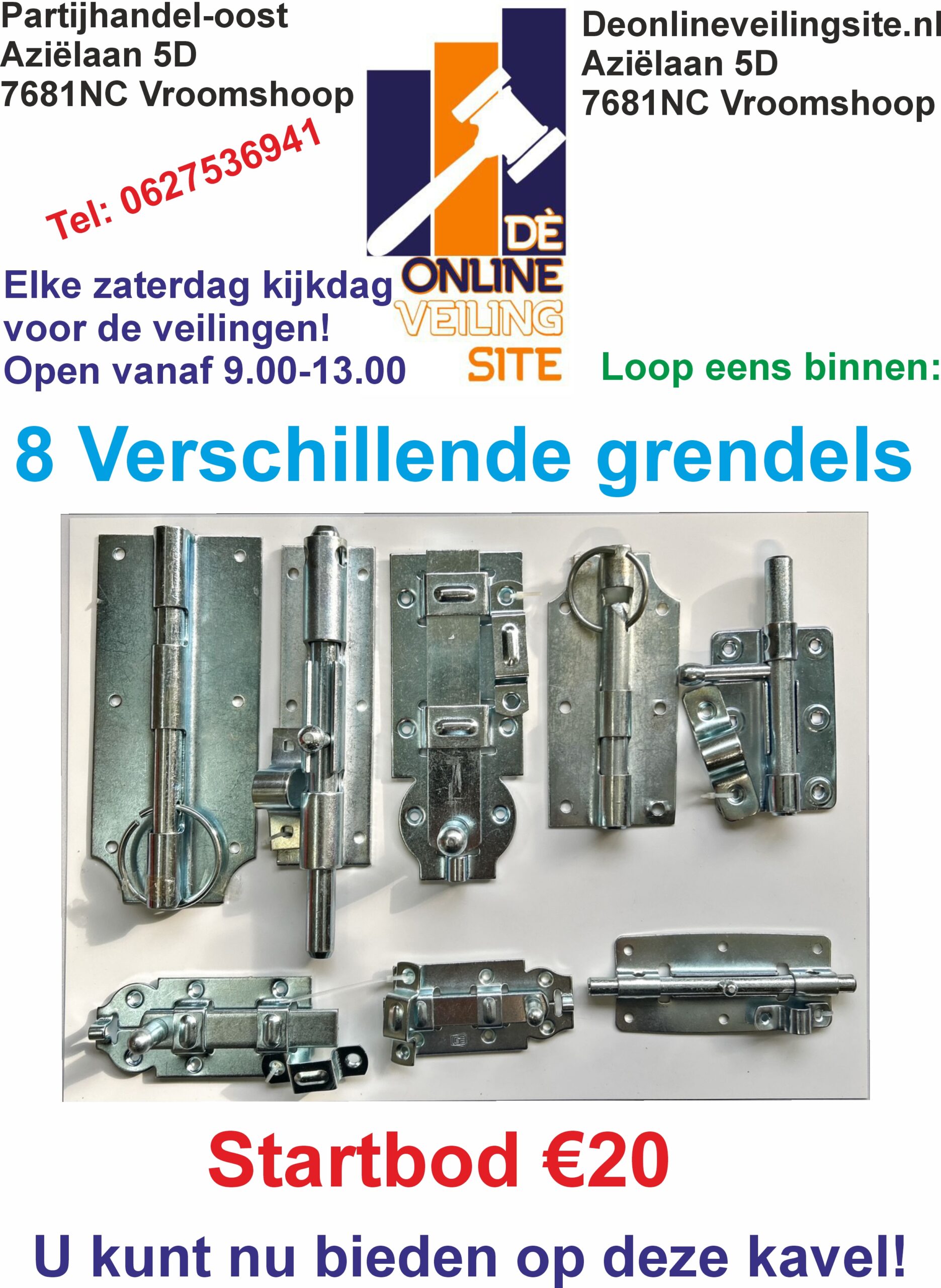 Deze kavel loopt af precies één week na
het eerste bod.8 Verschillende grendels