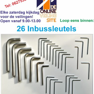 Deze kavel loopt af precies één week na
  het eerste bod.Inbussleutels diverse maten