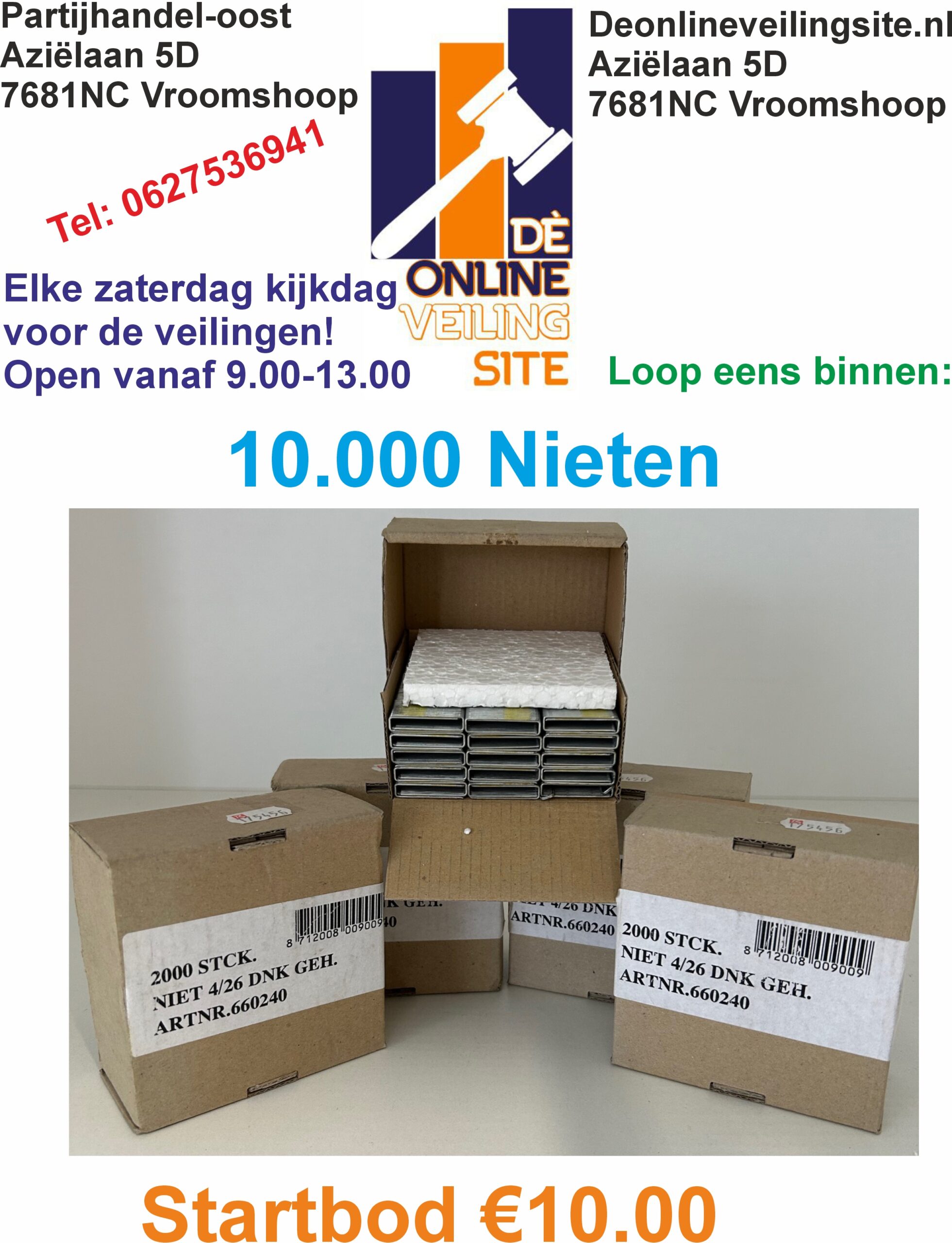 Deze kavel loopt af precies één week na
  het eerste bod.10.000 Nieten