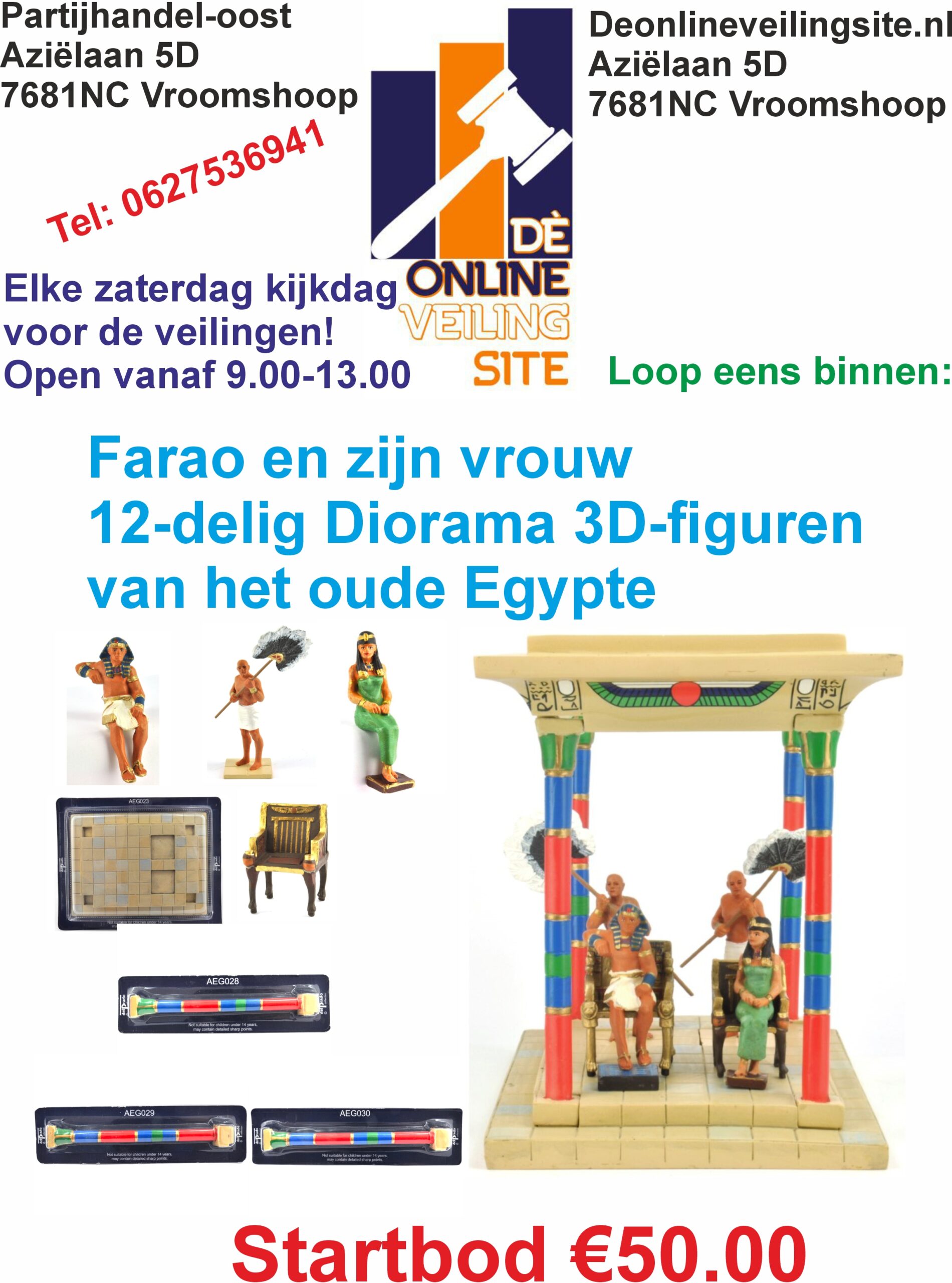 Deze kavel loopt af
  precies één week na het eerste bod. De farao en zijn vrouw 12 delig Diorama
  3D – figuren van het oude Egypte
