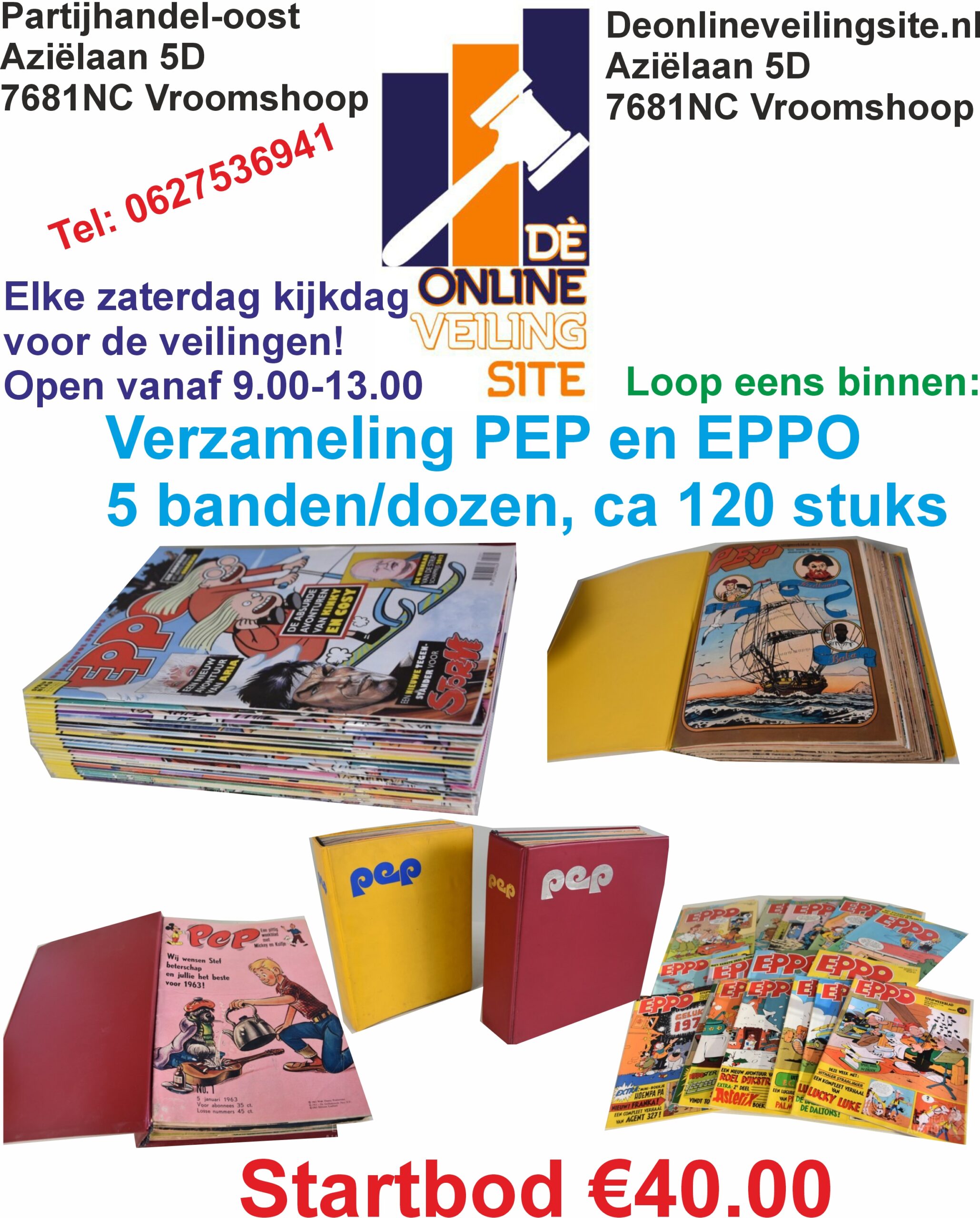 Deze kavel loopt af precies één week na  het eerste bod-Verzameling PEP en EPPO 5 banden /dozen ca 120 stuks