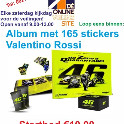 Deze kavel loopt af precies één week na  het eerste bod - Album met 165 stickers van Valentino Rossi