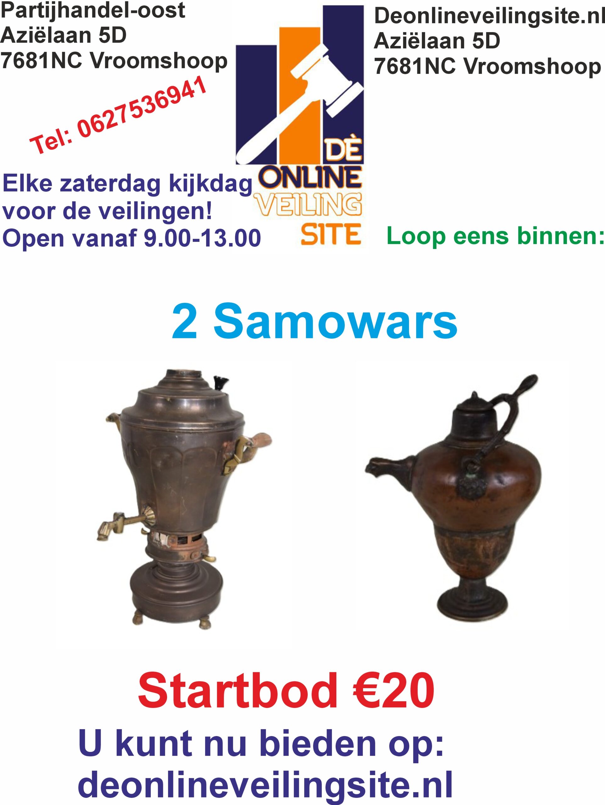 Deze kavel loopt af precies één week na het eerste bod. 2 Samowars